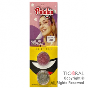 MAQUILLAJE GLITTER EN PASTA SET X 2 COLORES FUCSIA Y PLATA 015-10 x 3 BLISTERS